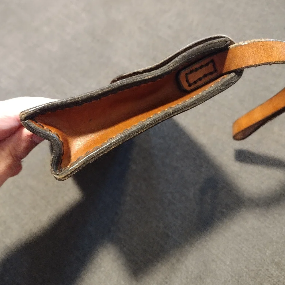 Classic Brown Leather Wristlet Clutch
